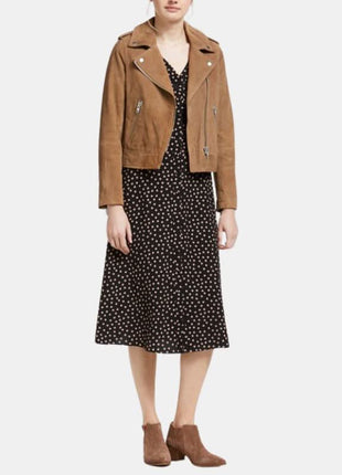 Women Brown Moto Suede Jacket