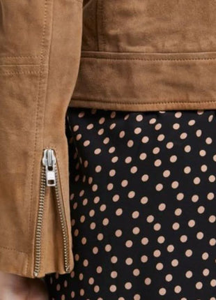 Women Brown Moto Suede Jacket