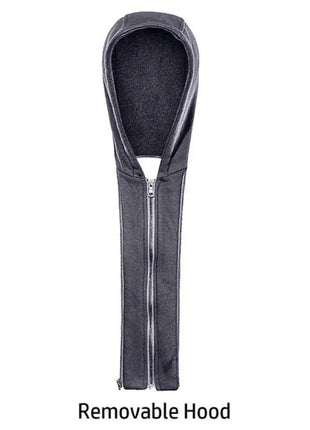 Men's Distressed Black Leather Bomber Jacket with Removable Hood