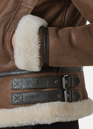 Aviator Brown Leather Jacket Womens