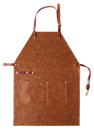 Yammee Leather Work Apron with Pockets for Men Women Heavy Duty BBQ Chef Cooking Aprons