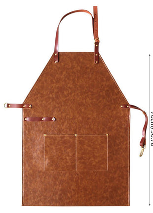 Yammee Leather Work Apron with Pockets for Men Women Heavy Duty BBQ Chef Cooking Aprons
