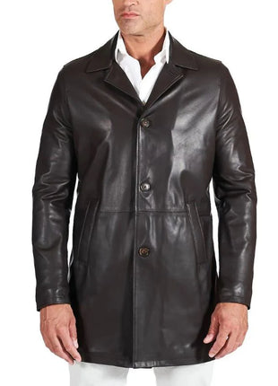 Men’s Distressed Brown Leather Rust Coat