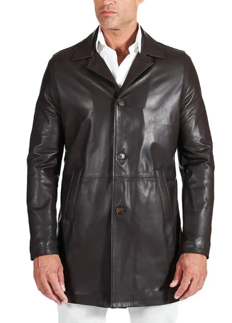 Men’s Distressed Brown Leather Rust Coat