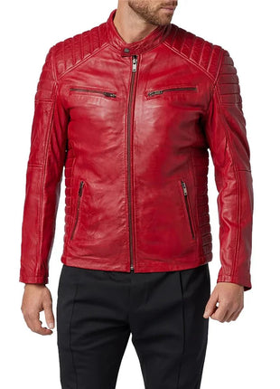 Red Leather Biker Jacket Mens