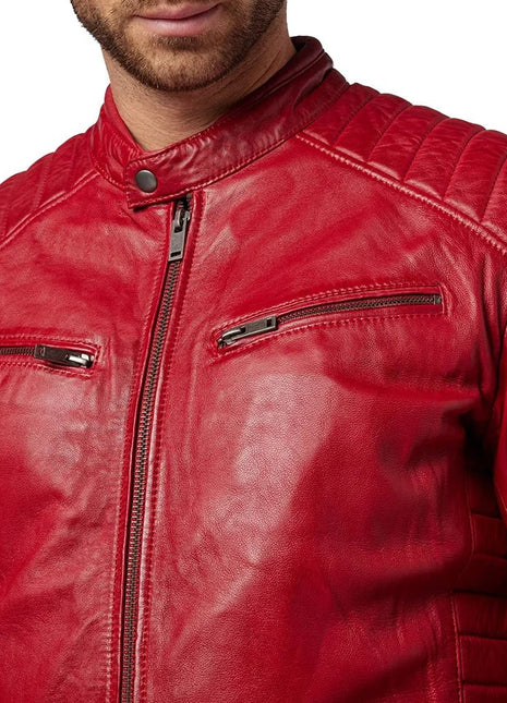 Red Leather Biker Jacket Mens