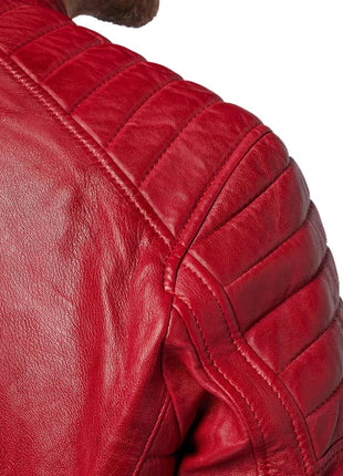 Red Leather Biker Jacket Mens