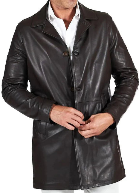 Men’s Distressed Brown Leather Rust Coat