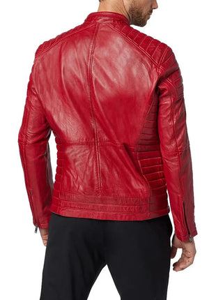 Red Leather Biker Jacket Mens