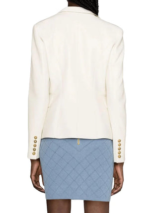 Kim Gold Button Womens Double Breasted Leather Blazer