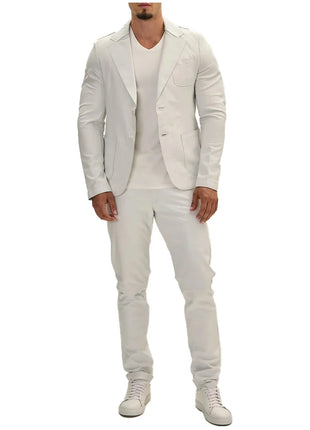 Classis Two Button Lambskin White Leather Blazer Mens