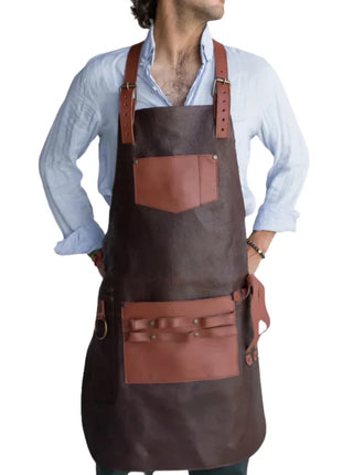 Mens Full Grain The Grill Master Leather Bbq Apron