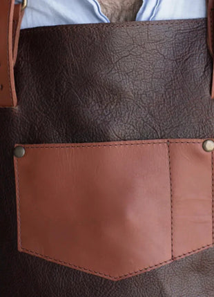 Mens Full Grain The Grill Master Leather Bbq Apron