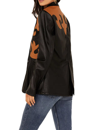 Rock & Roll Western Detailing Black Leather Blazer Women