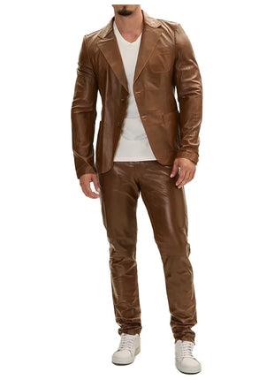 Cognac Brown Mens Leather Blazer