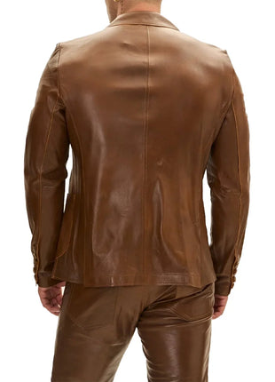 Cognac Brown Mens Leather Blazer