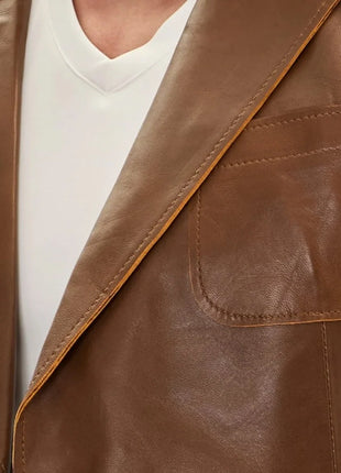 Cognac Brown Mens Leather Blazer