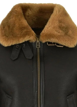 Womens Black Aviator B3 Bomber Leather Jacket