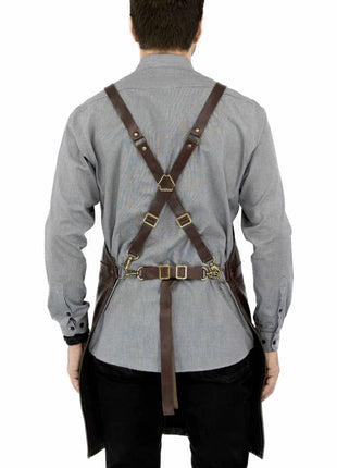 Bar Apron Leather with Pockets, Crossback Straps and Split-Leg Design