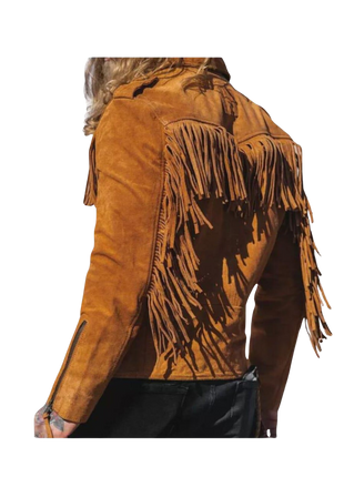 Brown suede jacket with fringes 