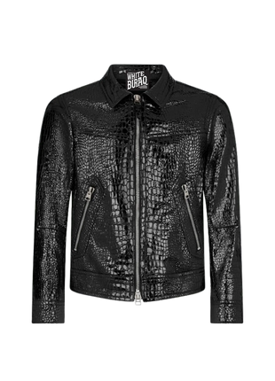 Black leather jacket with crocodile pattern 