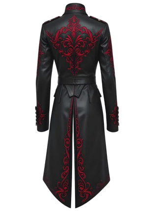 Black coat with red embroidery 