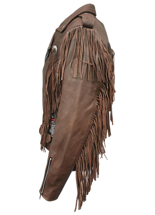 Brown leather bag with fringes 
