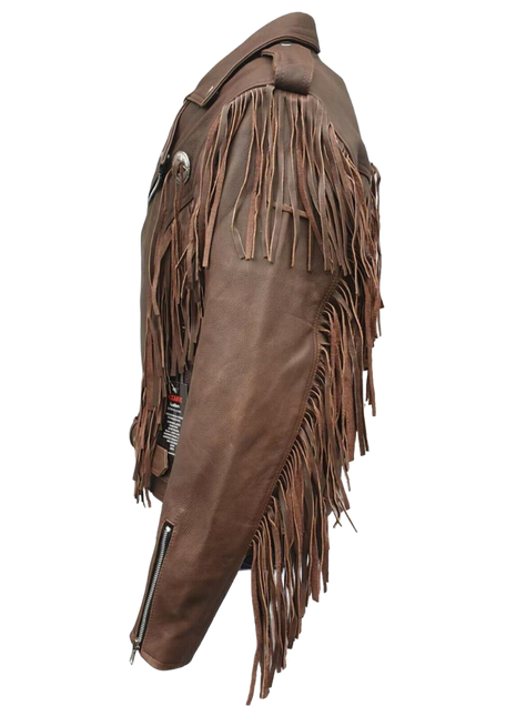 Brown leather bag with fringes 