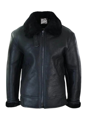 Black leather jacket with fur collar 