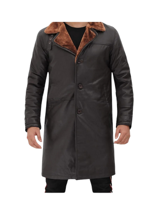 Dark gray coat with brown fur collar 