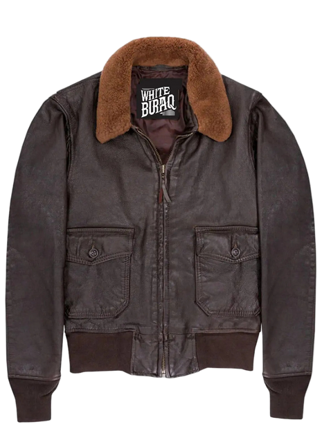 Brown jacket with brown fur collar 