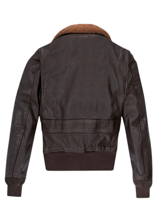 Brown leather jacket with brown fur lining 