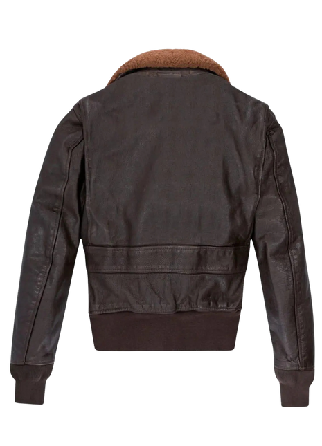 Brown leather jacket with brown fur lining 