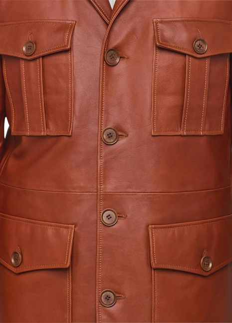 Men’s Brown Leather Safari Jacket