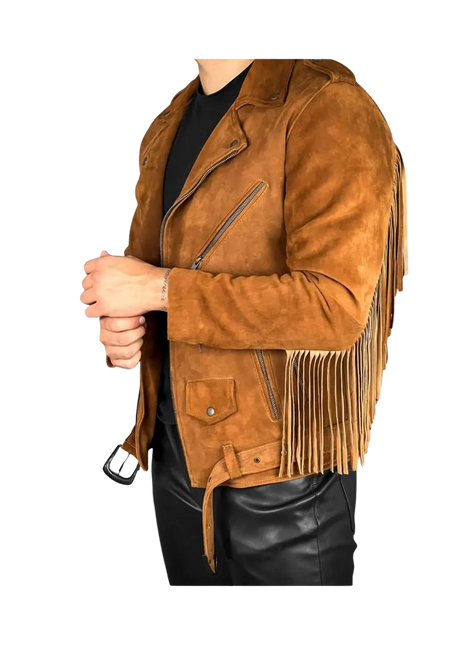 Brown suede jacket with fringes