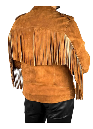 Brown suede fringe jacket 