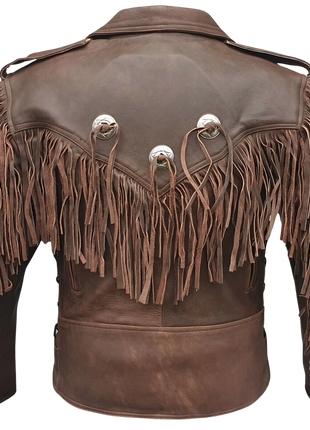 Brown leather jacket with fringes 