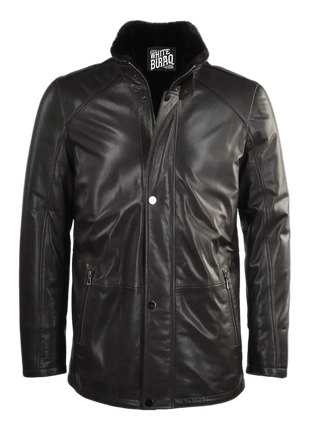 Black leather jacket with fur lining 