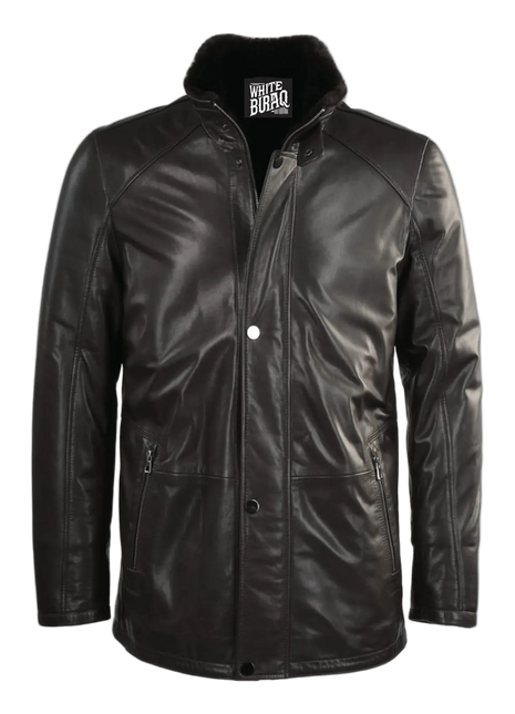 Black leather jacket with fur lining 