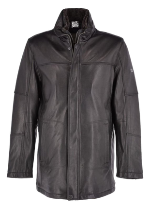 Black leather jacket on a white background