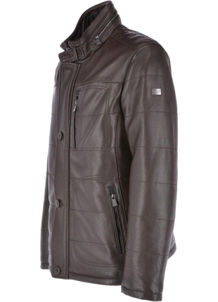 Black leather jacket with red patterns and 'White Buraq Leather Company' branding 