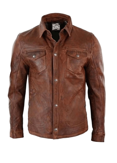 Brown leather jacket 