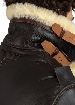Henry Men's Real Brown B3 Sheepskin Flight Jacket