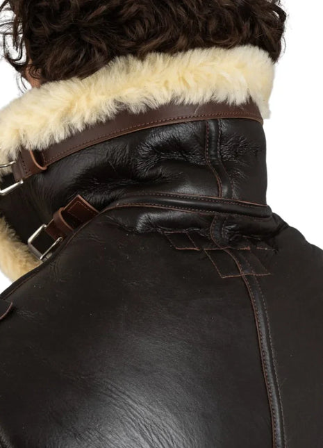Henry Men's Real Brown B3 Sheepskin Flight Jacket