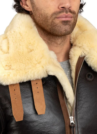 Henry Men's Real Brown B3 Sheepskin Flight Jacket