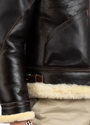 Henry Men's Real Brown B3 Sheepskin Flight Jacket