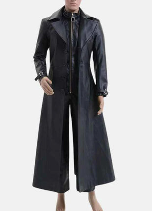Albert Evil 5 Black Leather Trench Coat Mens