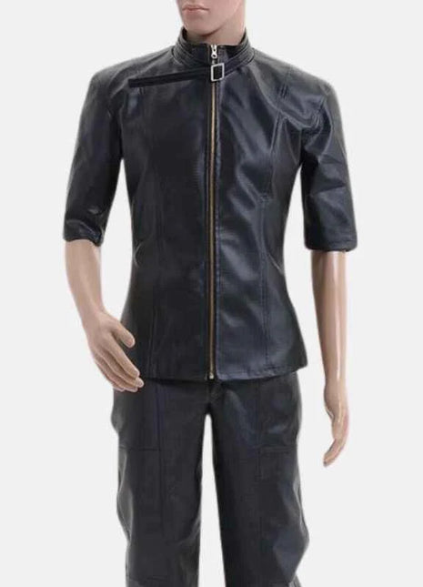 Albert Evil 5 Black Leather Trench Coat Mens