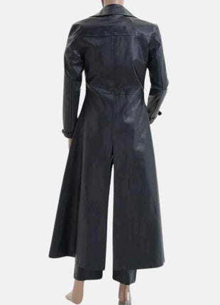 Albert Evil 5 Black Leather Trench Coat Mens