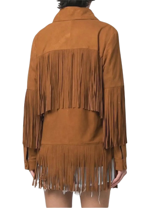 Brown suede fringe jacket 